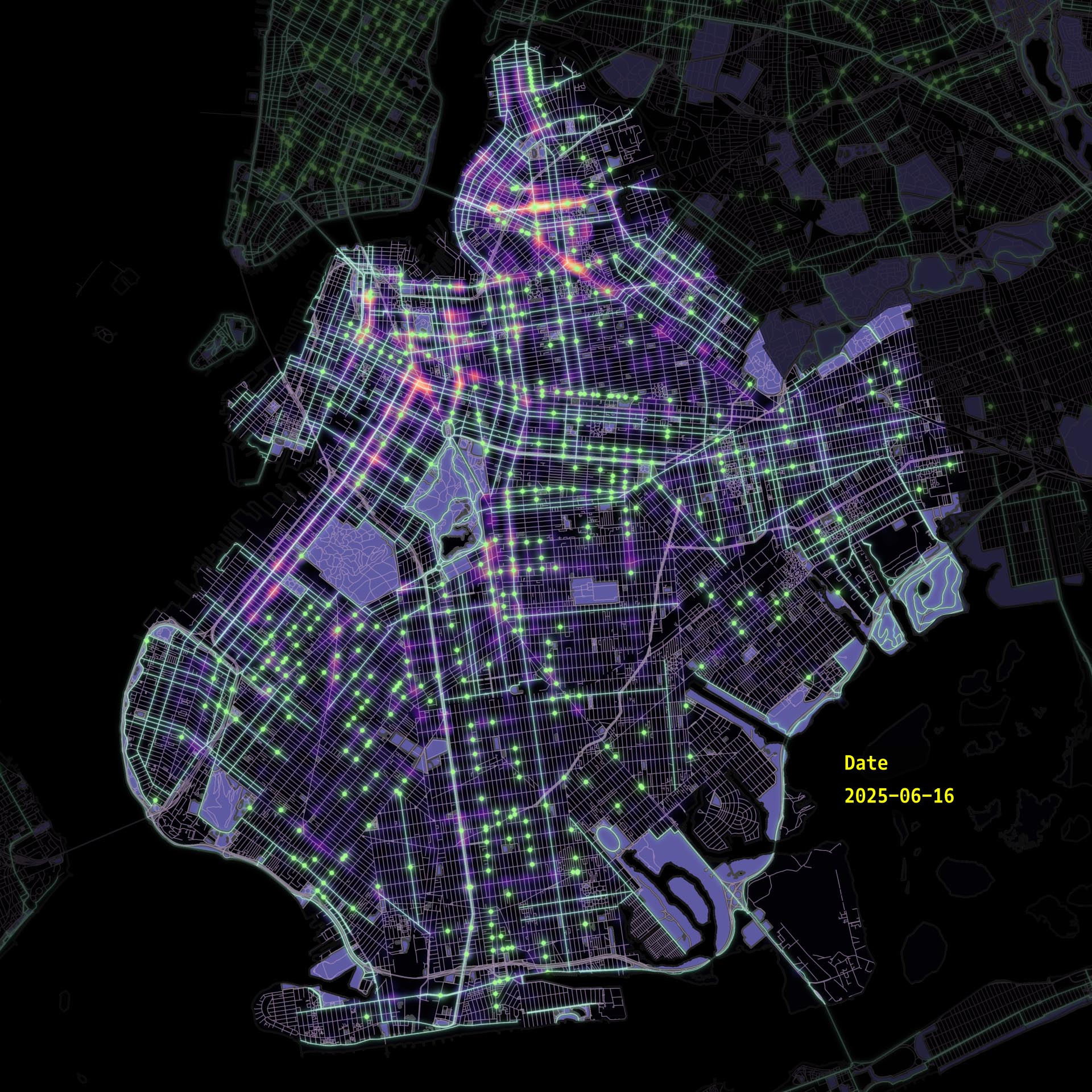 Map of traffic calming features in Brooklyn