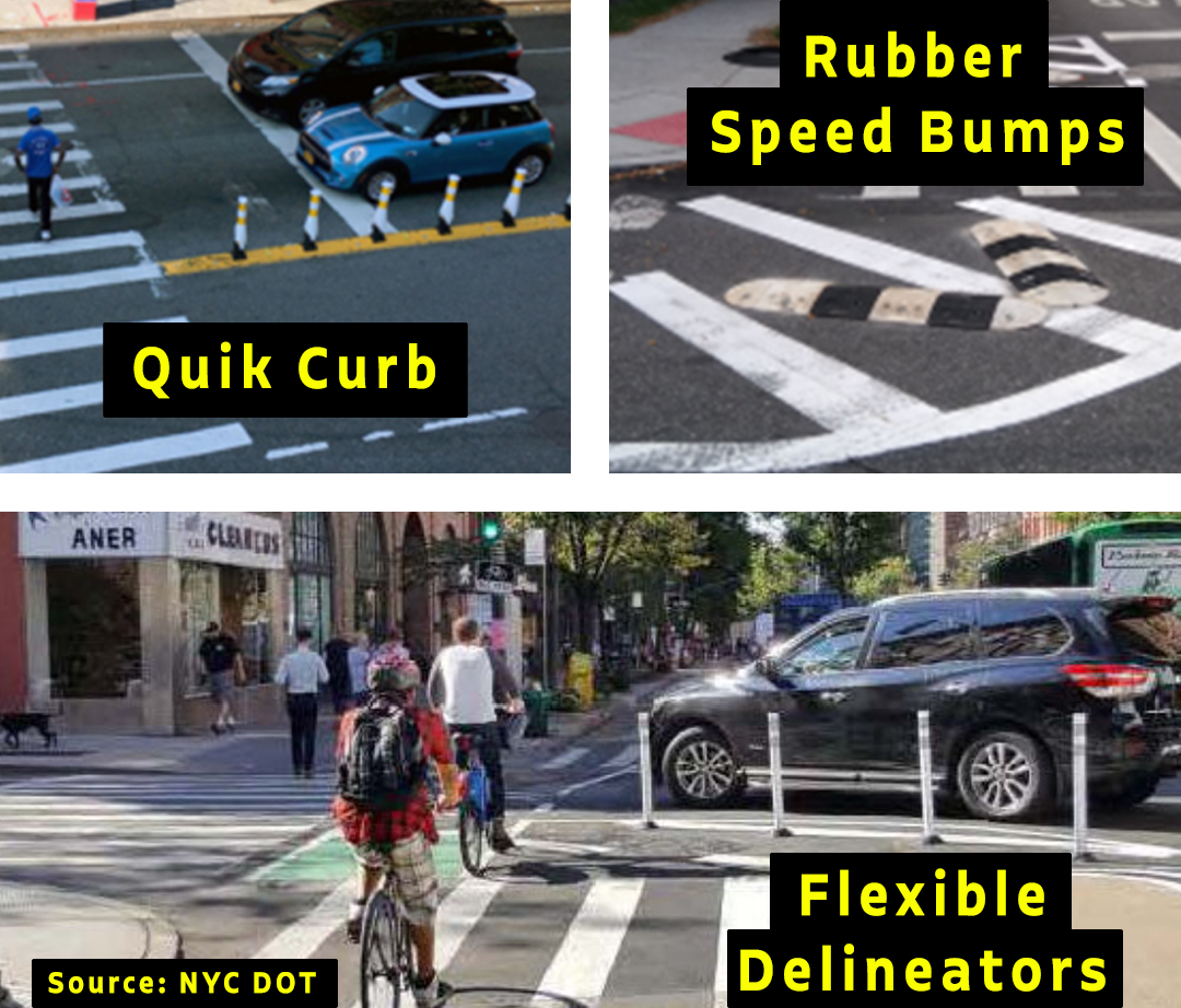 Examples of calming features in Brooklyn.